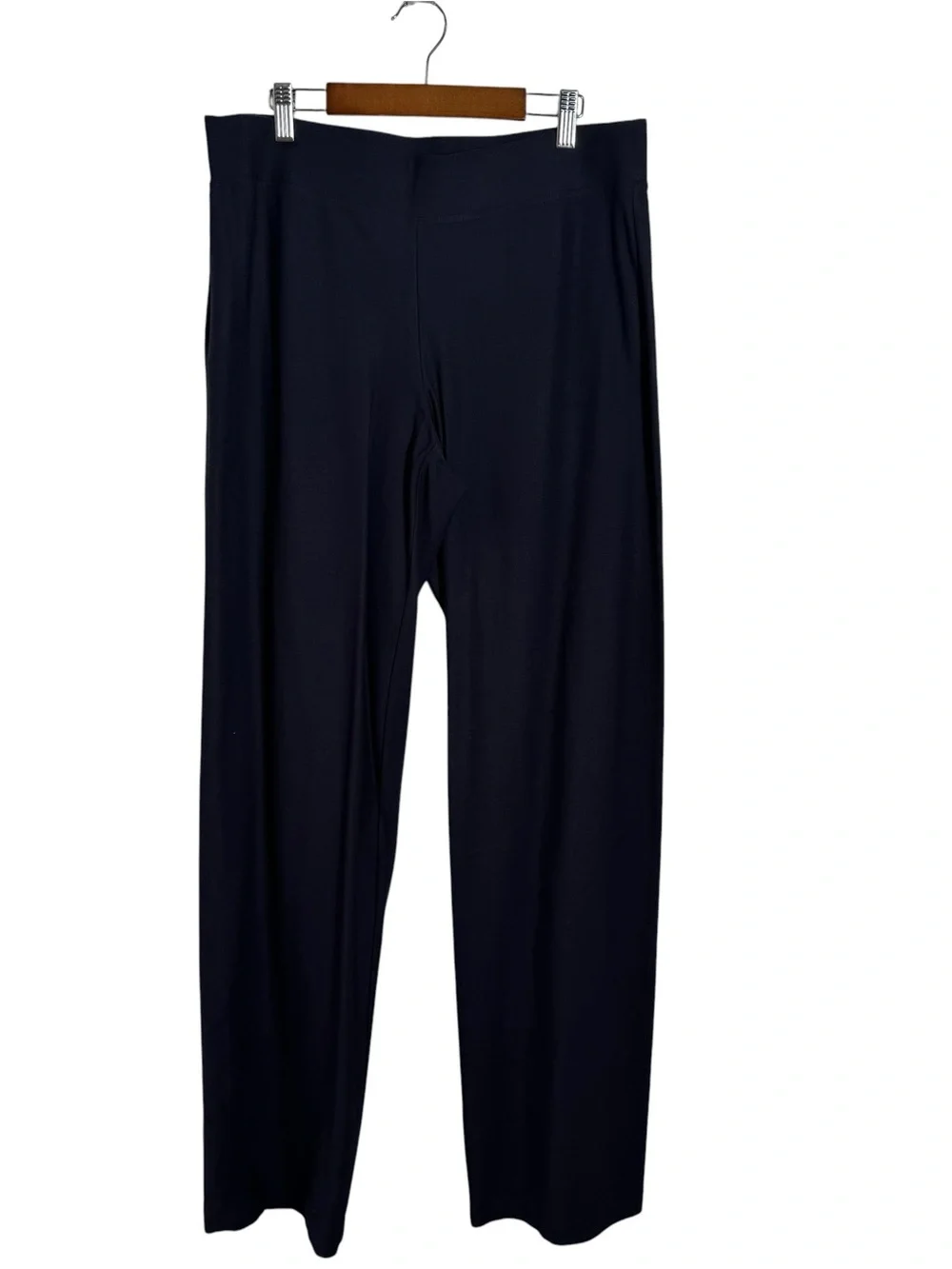 Eileen Fisher Washable Stretch Crepe Pull On Travel Pants Size M Navy